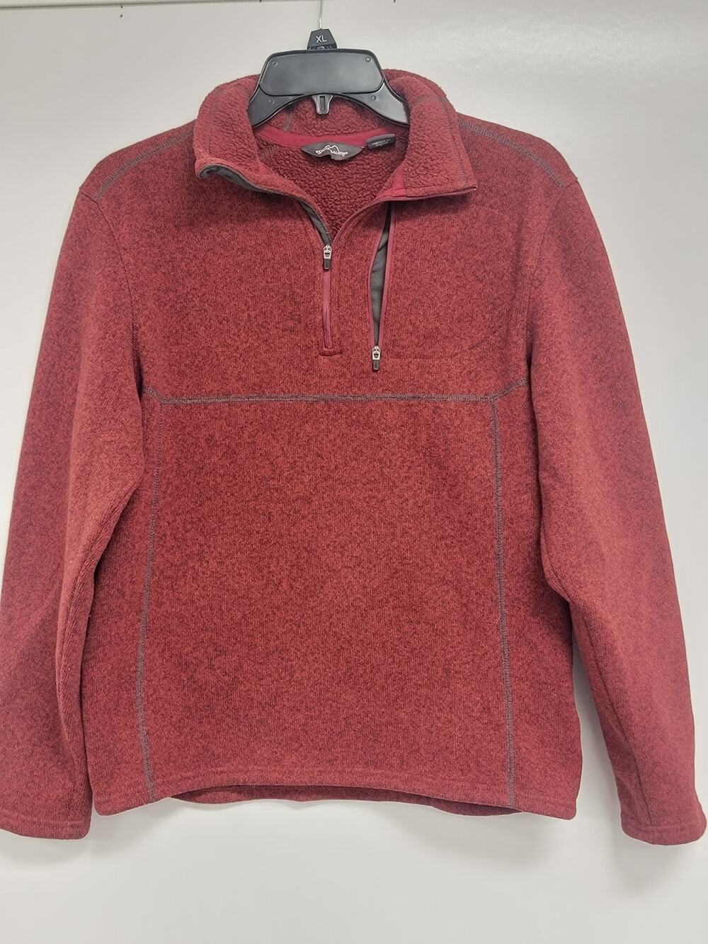 Mens EDDIE BAUER 1/4 1/2 Zip Red Sweater S Small 0048
